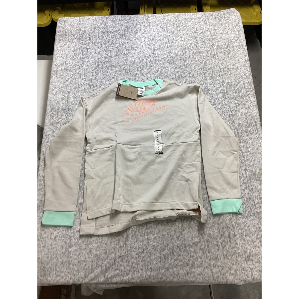 Nike FlyEase Youth Unisex Sweatshirt Light Bone Mint Green XL DM8539-072‎ NWT